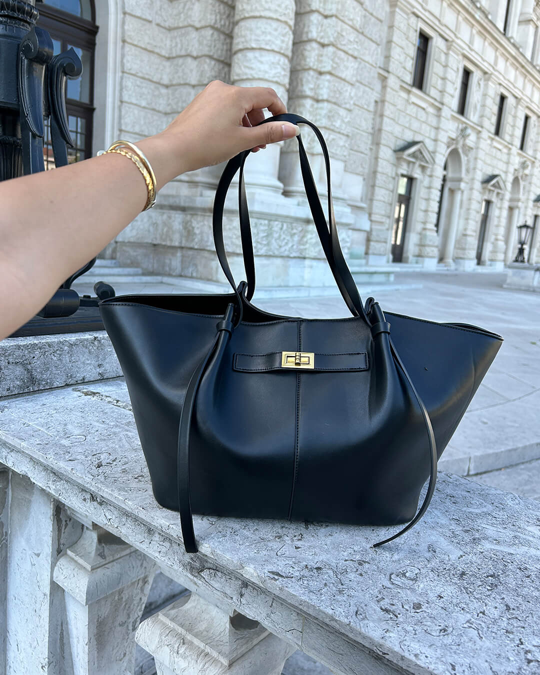 Premium vegansk læder oversized shopper taske | Lersk