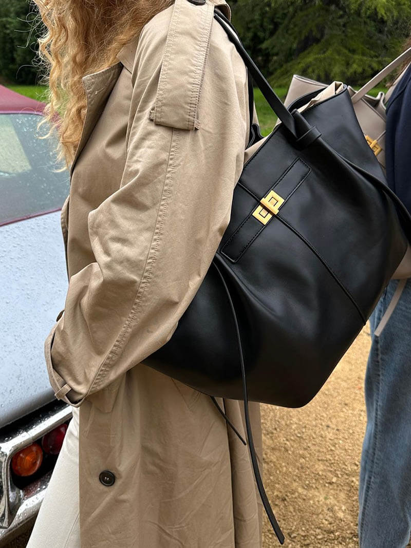 Premium vegansk læder oversized shopper taske | Lersk