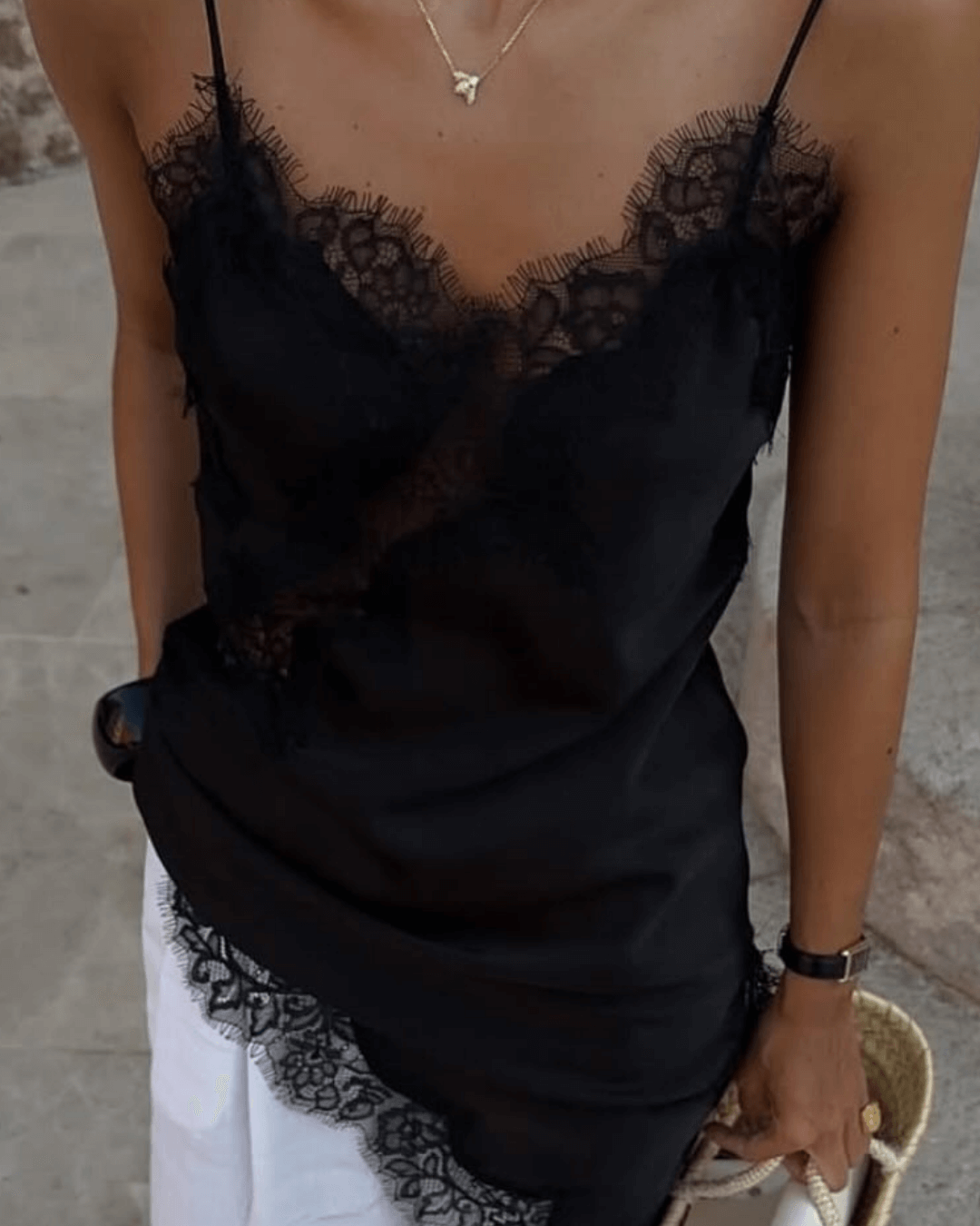 Asymmetric Satin & Lace Cocktail Dress | Lersk