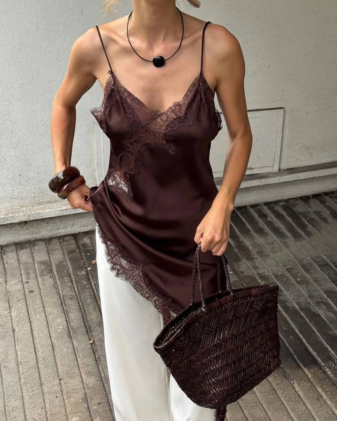 Asymmetric Satin & Lace Cocktail Dress | Lersk
