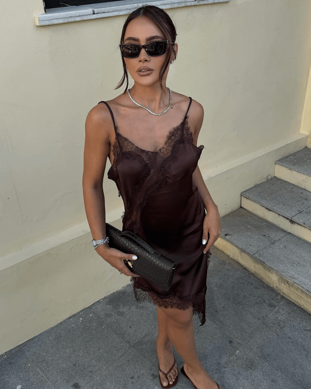 Asymmetric Satin & Lace Cocktail Dress | Lersk
