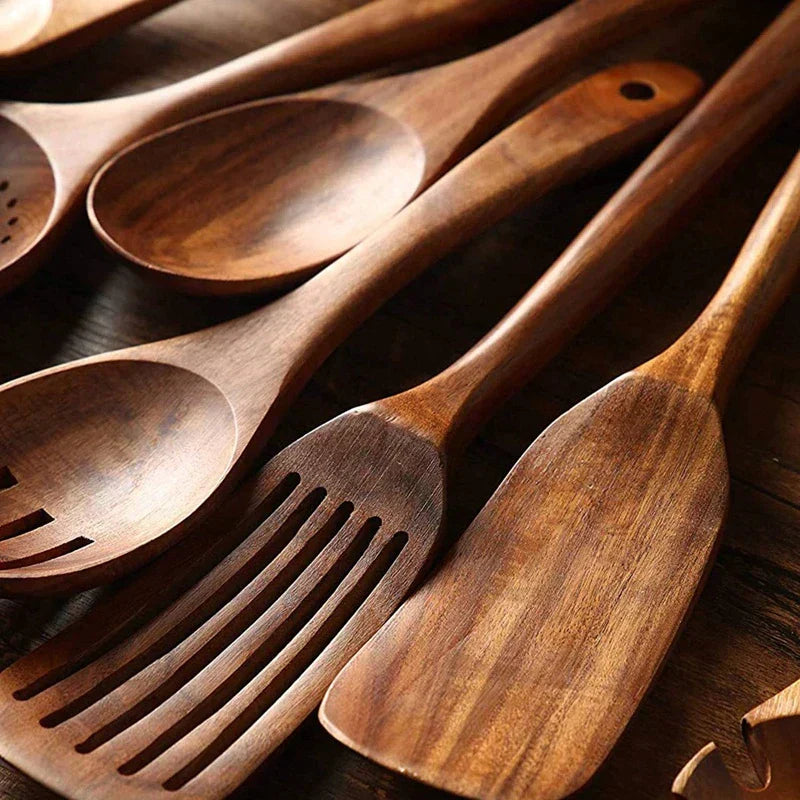 Verdara Premium Teak Køkkenredskabssæt til Økokogning | Lersk