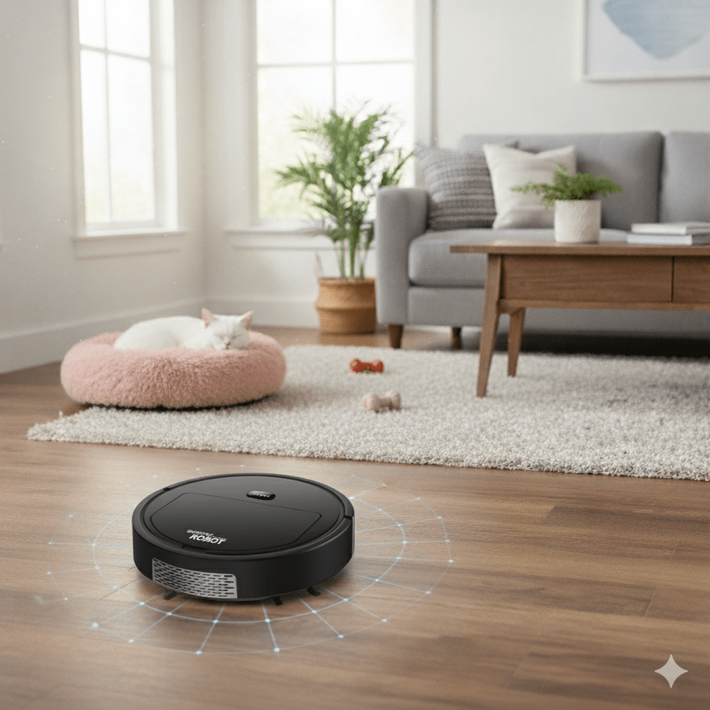 مكنسة روبوت ذكية SILENTDUST مع تنظيف هادئ جداً وترشيح HEPA للاستخدام المنزلي | Lersk