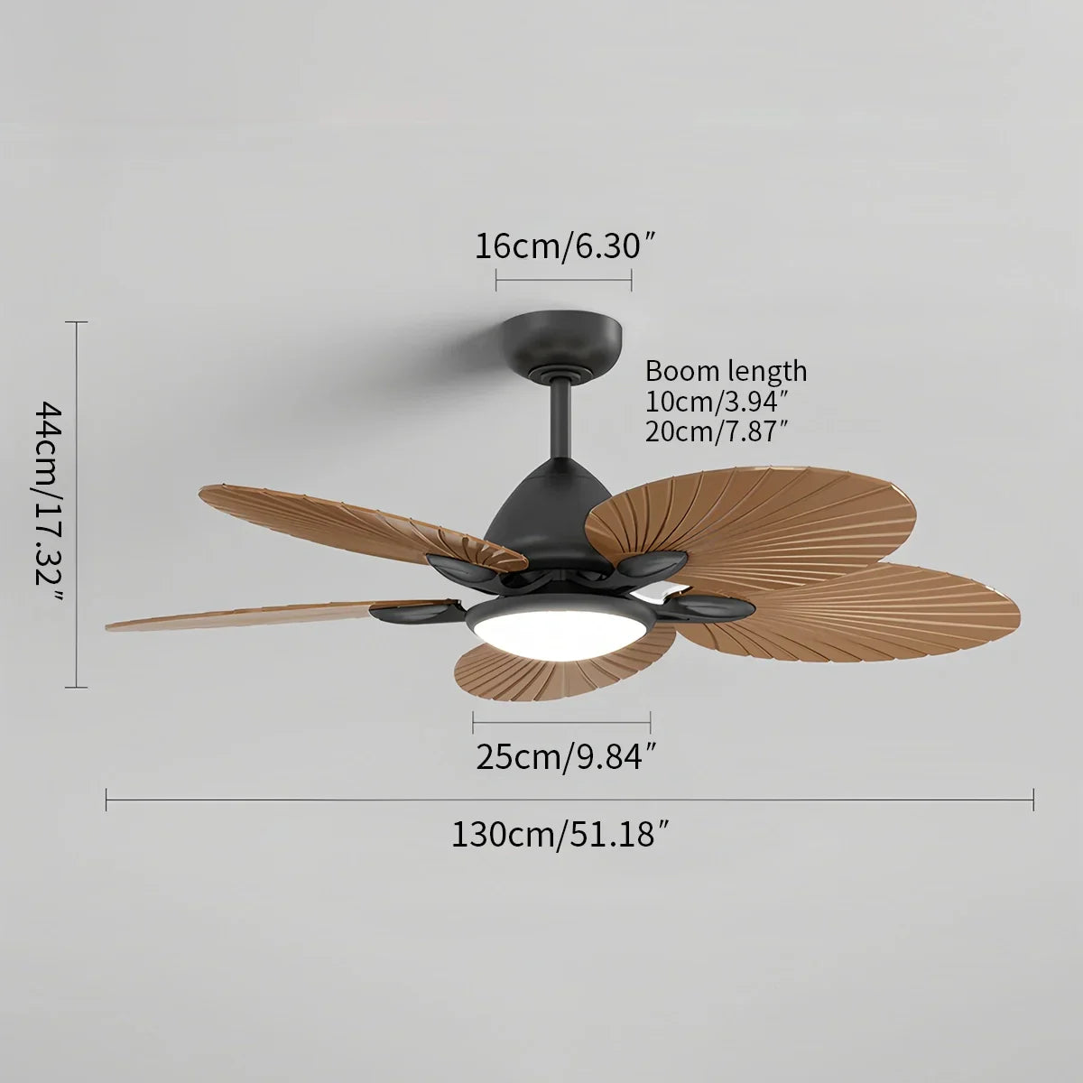 Ventilador de techo de hoja de palma de 5 aspas con luz | Lersk