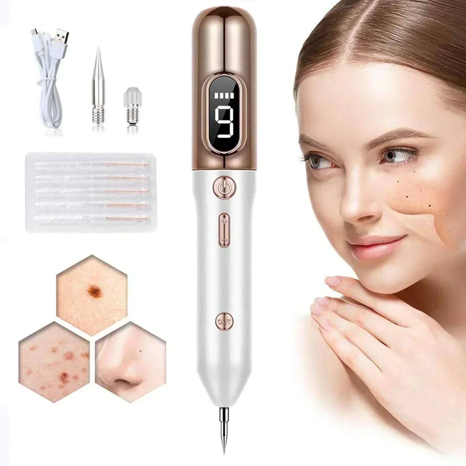 DermaNova Skin Pen pentru negi, alunițe și veruci cu nouă niveluri de intensitate | Lersk
