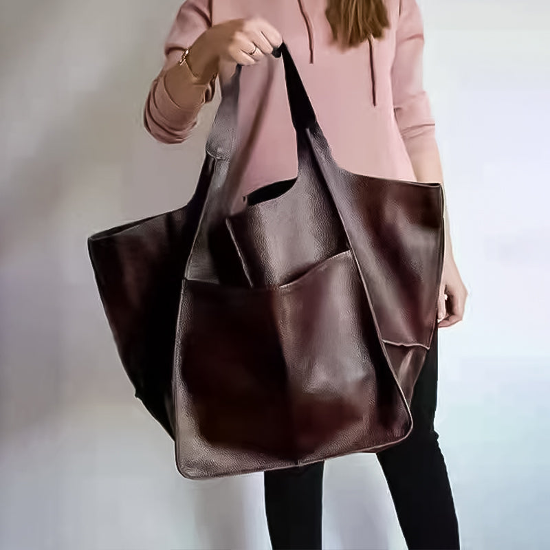 Oversized Leather Tote Bag For Women, Elegant Everyday Carryall For Daily Essentials | Lersk