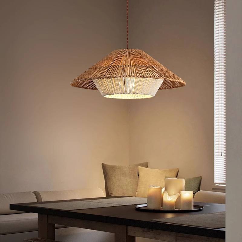 Lampada a sospensione Kairo Weave in vimini intrecciato a mano, stile giapponese boho per illuminazione sala da pranzo | Lersk
