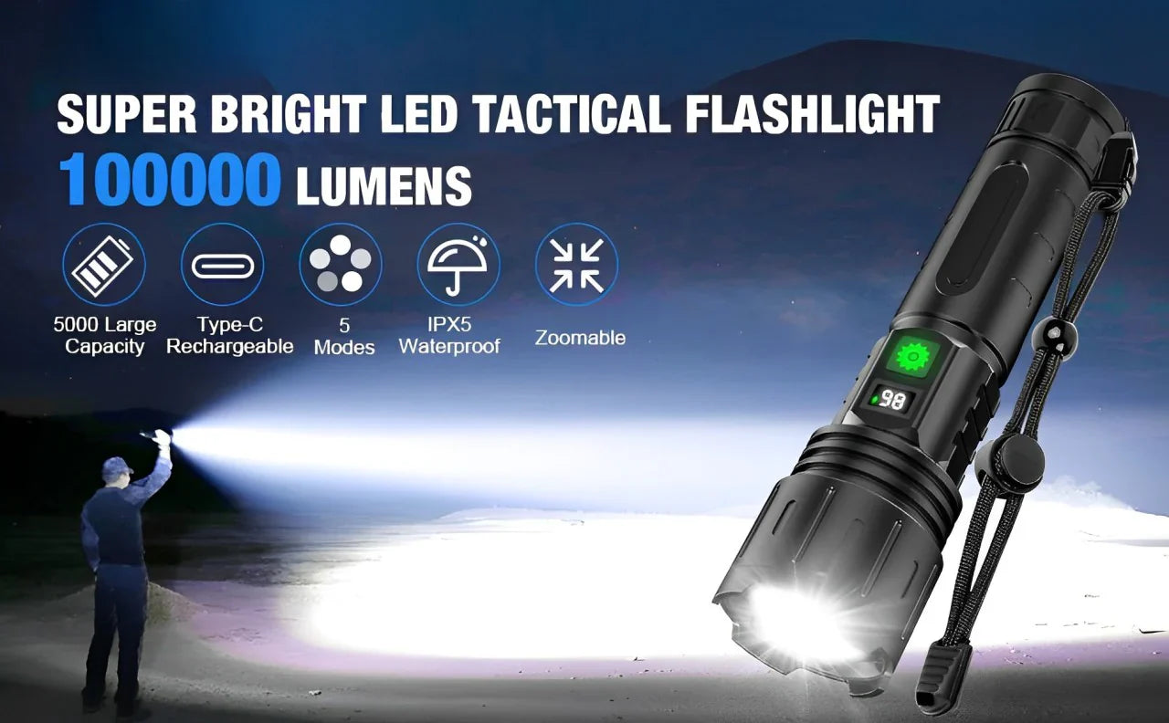 Latarka LED PulseFire 100K z akumulatorem 5000mAh | Lersk