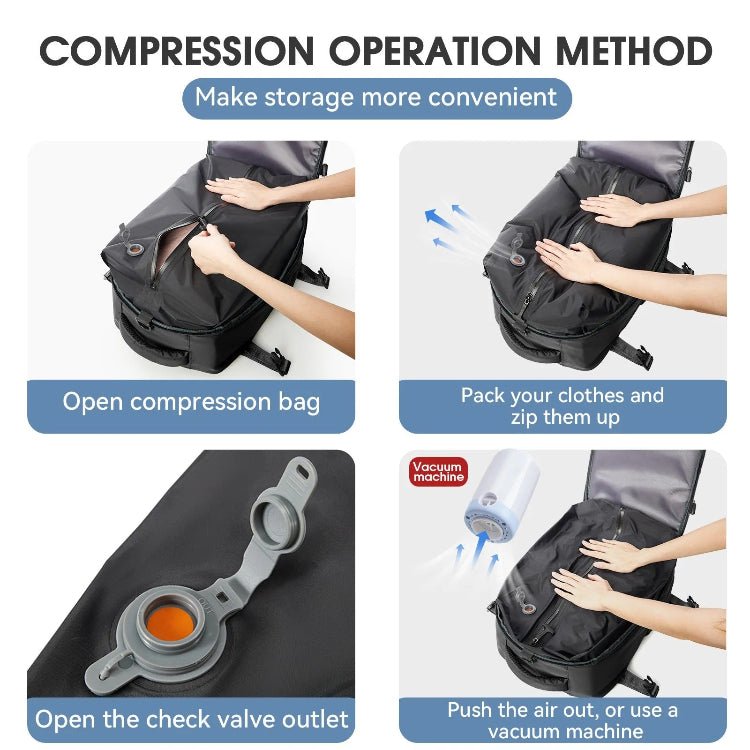 Sac à dos de voyage à compression sous vide – Bagage à main personnel avec pompe à air | Lersk