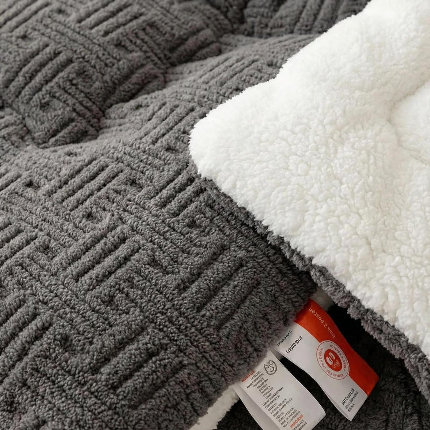 Trapunta invernale spessa e soffice con coperta in lana sintetica d'agnello per adulti e bambini | Lersk