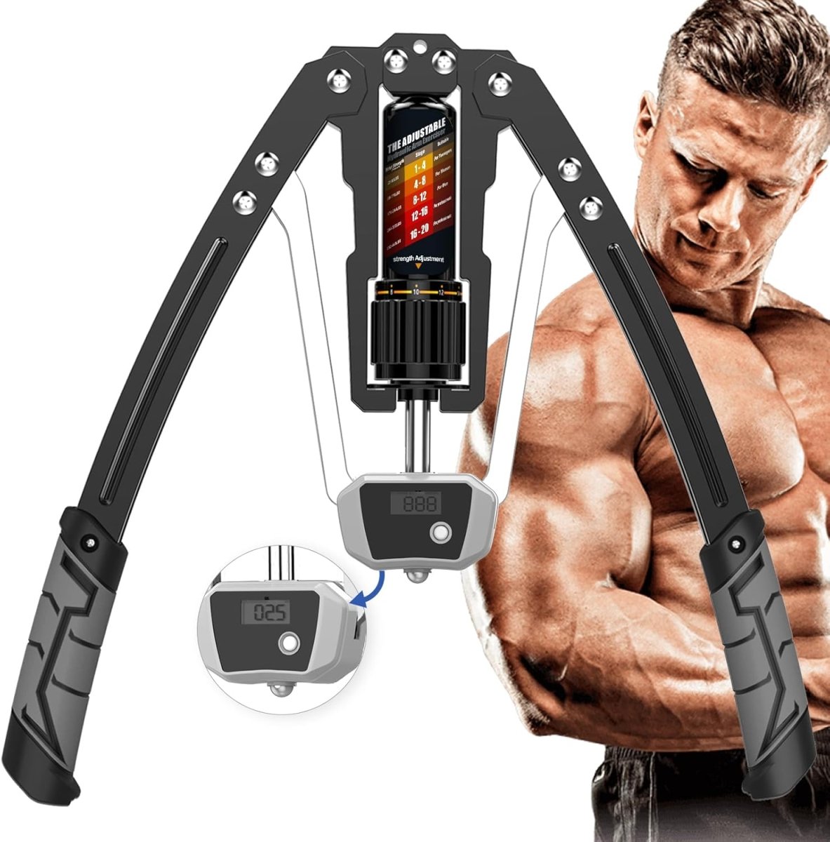 TwisterPro Adjustable Hydraulic Arm Trainer - 10 To 200 Kg Resistance For Arms, Chest And Shoulders | Lersk