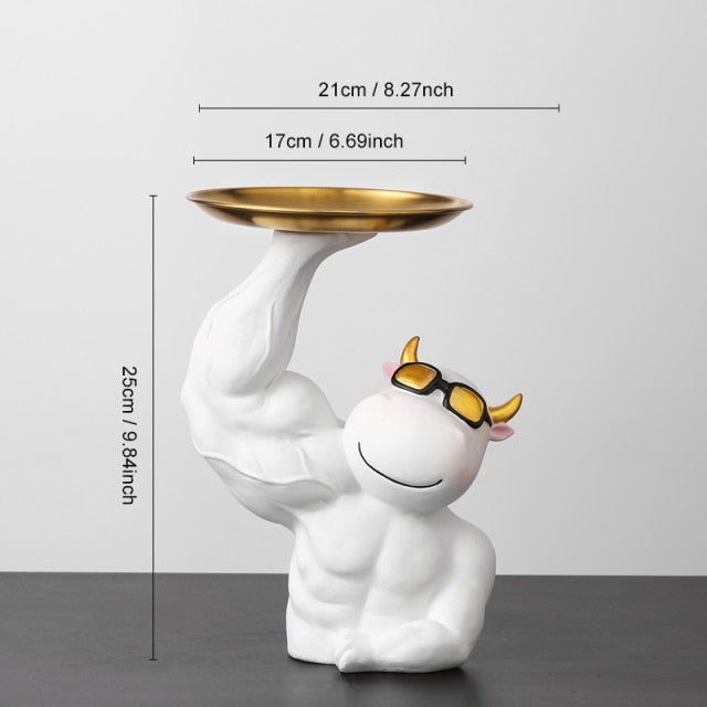 Luxio Gold Cow Tray Decor for Tables and Desks Rich Design | Lersk