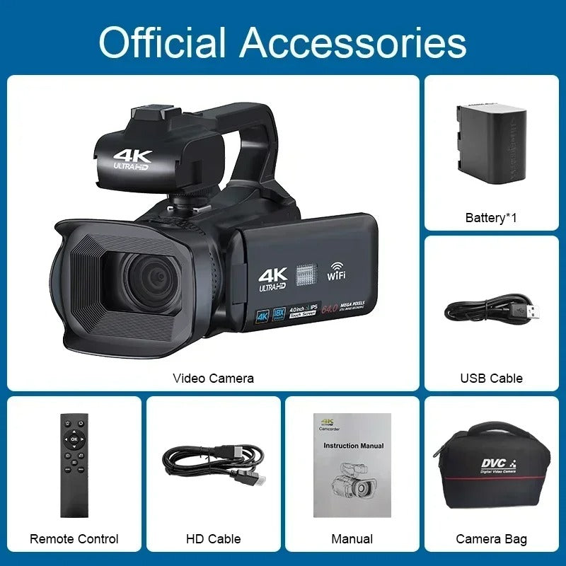 NexaCam 4K Vlog Cam Rotating Touchscreen 18x Zoom Mic Input | Lersk