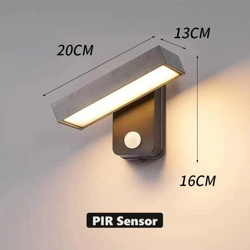 Auron IP65 czujnik ruchu PIR zewnętrzna lampa ścienna, obrotowa | Lersk