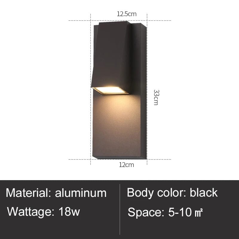 Kirrea Vintage Sort Vandtæt Udendørs LED Væglampe 18W | Lersk