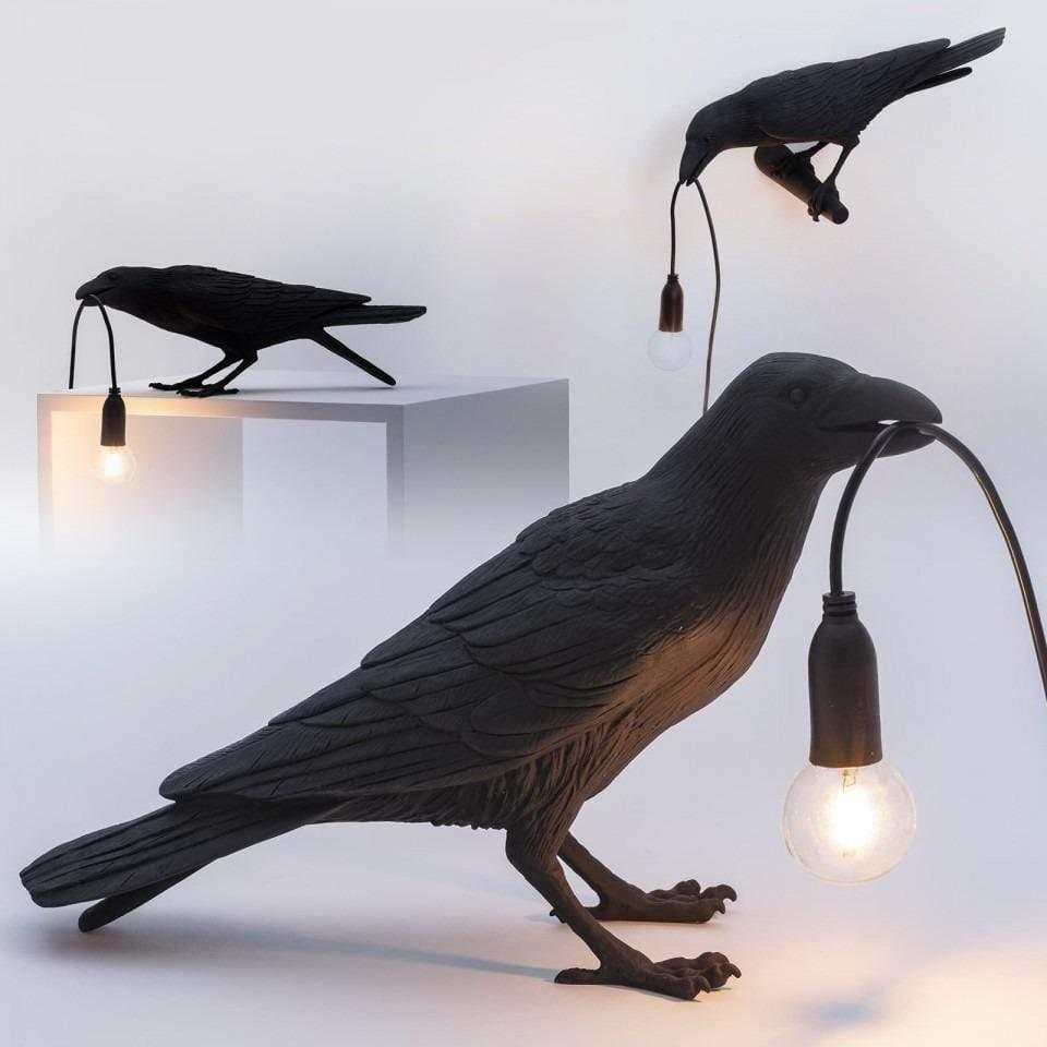 Rookhaven Whimsical Raven Bird Table Lamp for Living Room | Lersk
