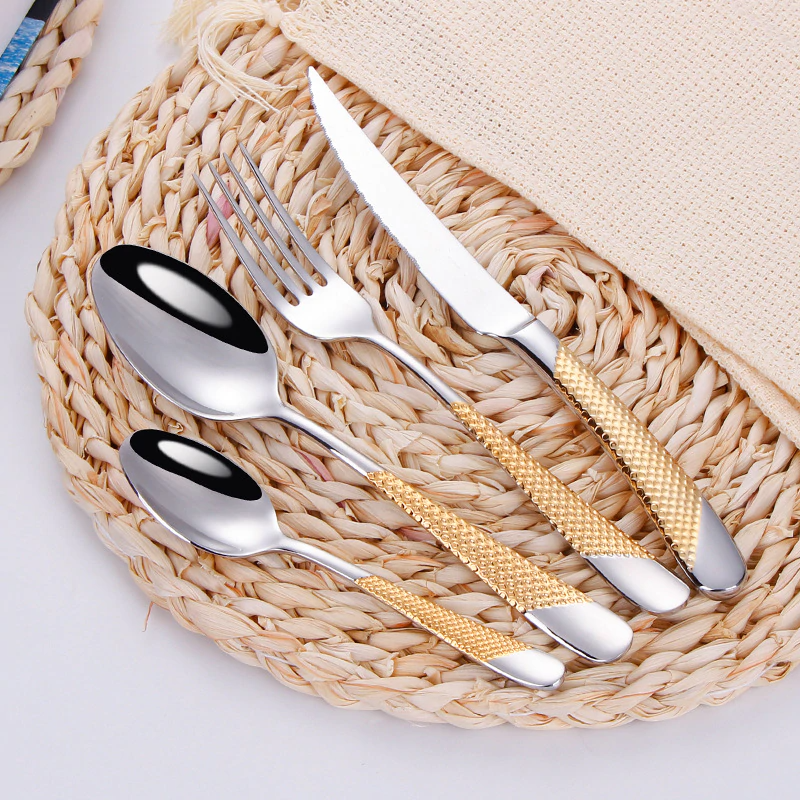 Aster Diagonal Textured Stainless Steel Cutlery Set | Lersk