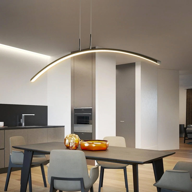 Lampe suspendue Bøye design moderne courbé avec ambiance LED chaude pour décoration intérieure | Lersk