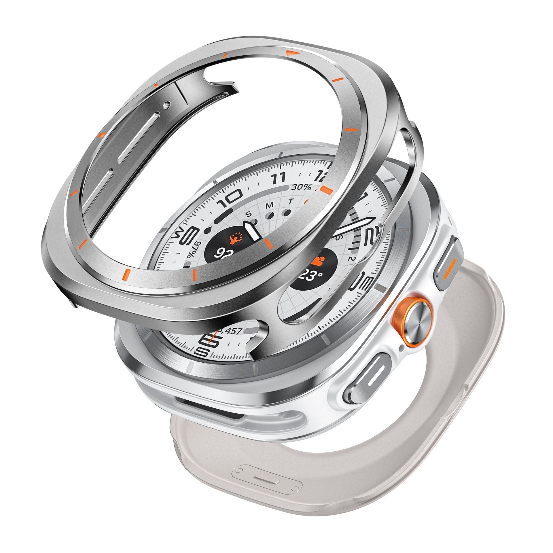 Husă de protecție metalică VeroShield 360° cu margine completă, rezistentă la zgârieturi, pentru Samsung Galaxy Watch Ultra | Lersk