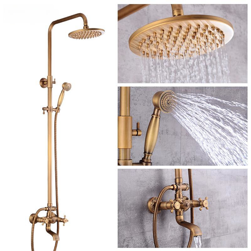 Vintage Copper Shower Kit with Brass Tap and Functional Showerheads | Lersk