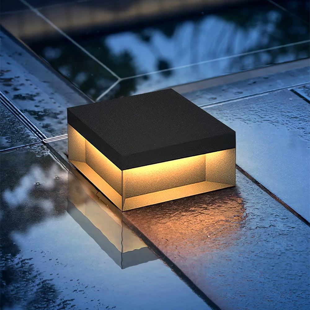 Aureon Solar Post Lights Modern Square Outdoor Patio | Lersk