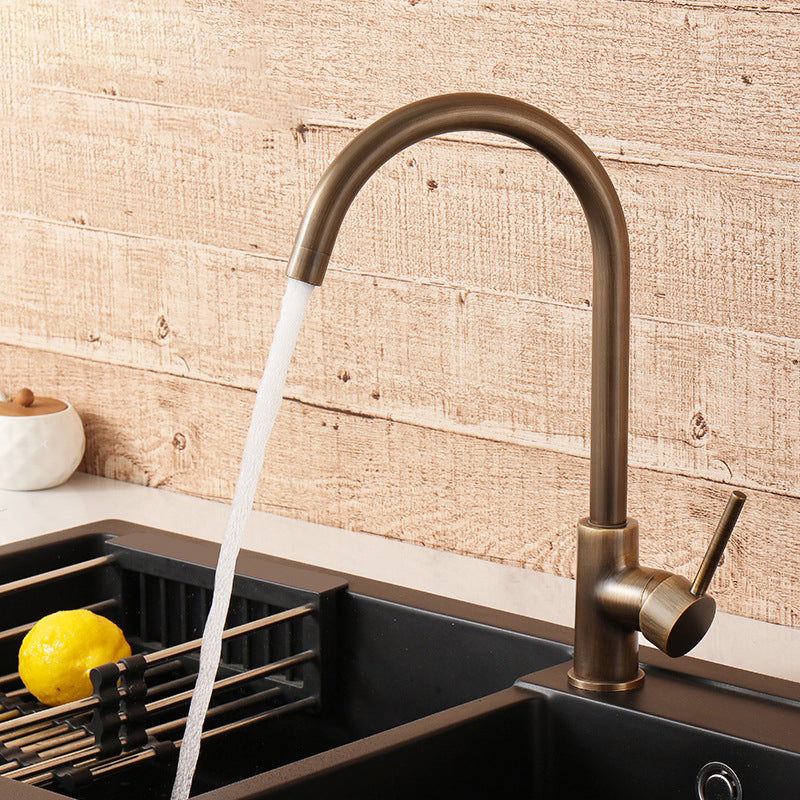 Antique Bronze Brass Kitchen Faucet With Single Handle | Lersk