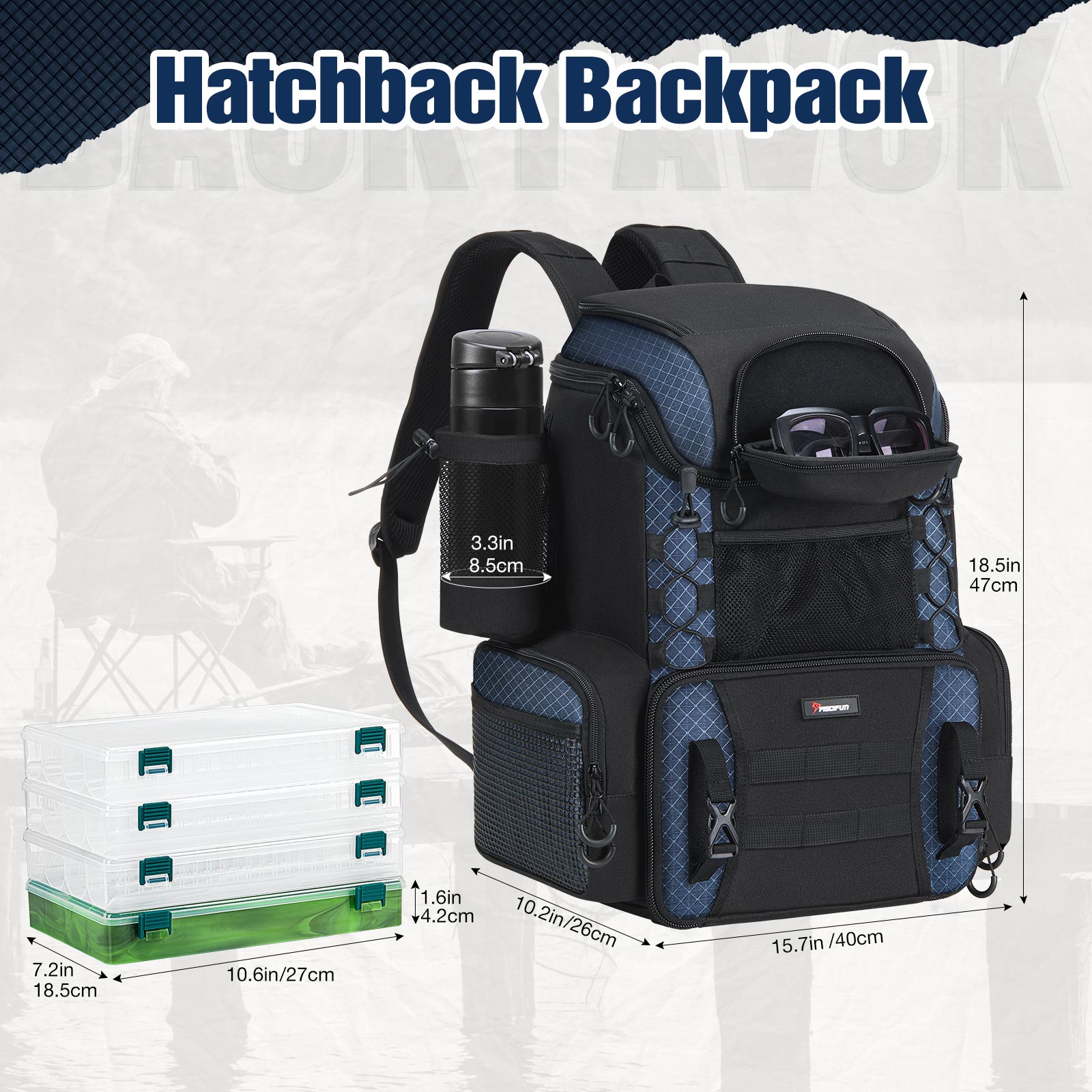 Piscifun Angelrucksack Große Aufbewahrungstasche mit 4 Boxen | Lersk