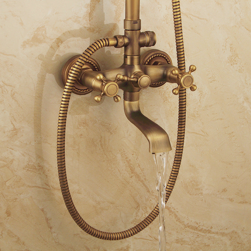 Vintage Copper Shower Kit with Brass Tap and Functional Showerheads | Lersk