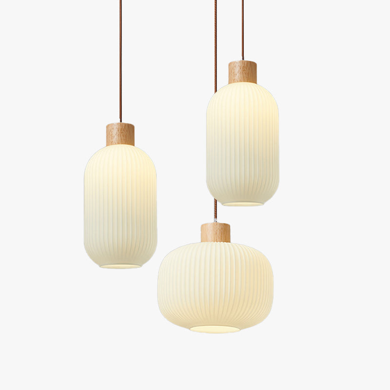 TimberGlow Wood and Glass Pendant Lamp with LED Lighting | Lersk