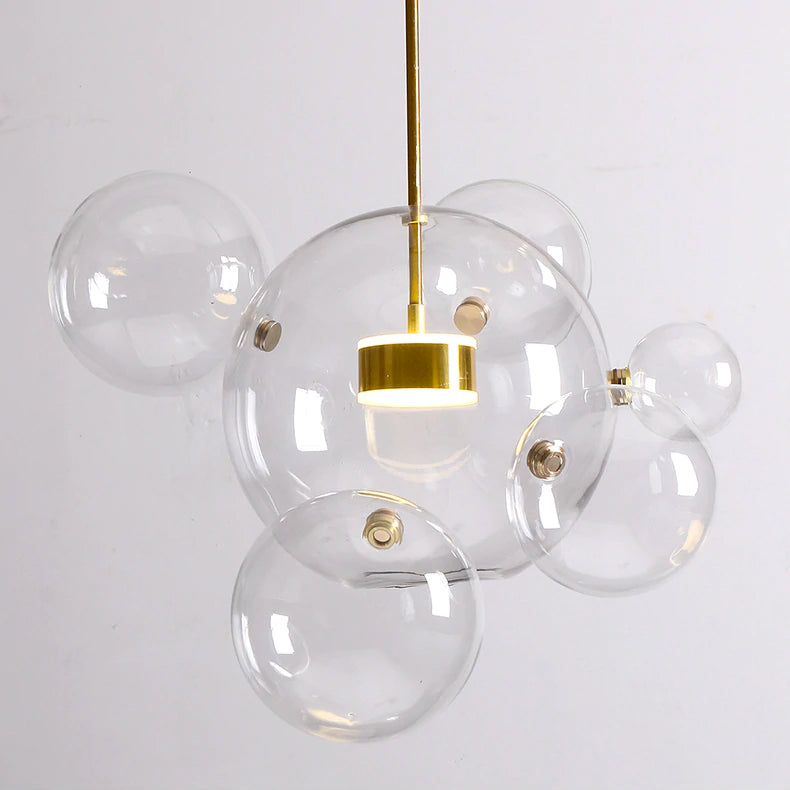 Greve Chandelier Snow White Glass Spheres Matte or Crystal Clear for Nordic Decor | Lersk