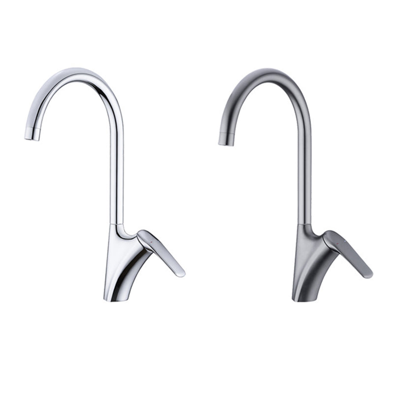Brushed Deck-Mounted Kitchen Mixer Tap With Swivel Spout | Lersk