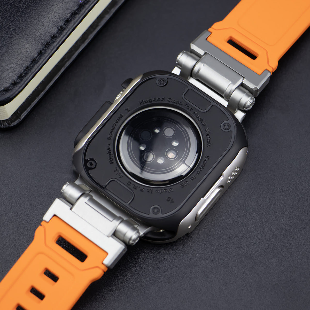 Pulseira tática em borracha fluoro RavenTac + capa 2 em 1 TPU/PC para Apple Watch | Lersk