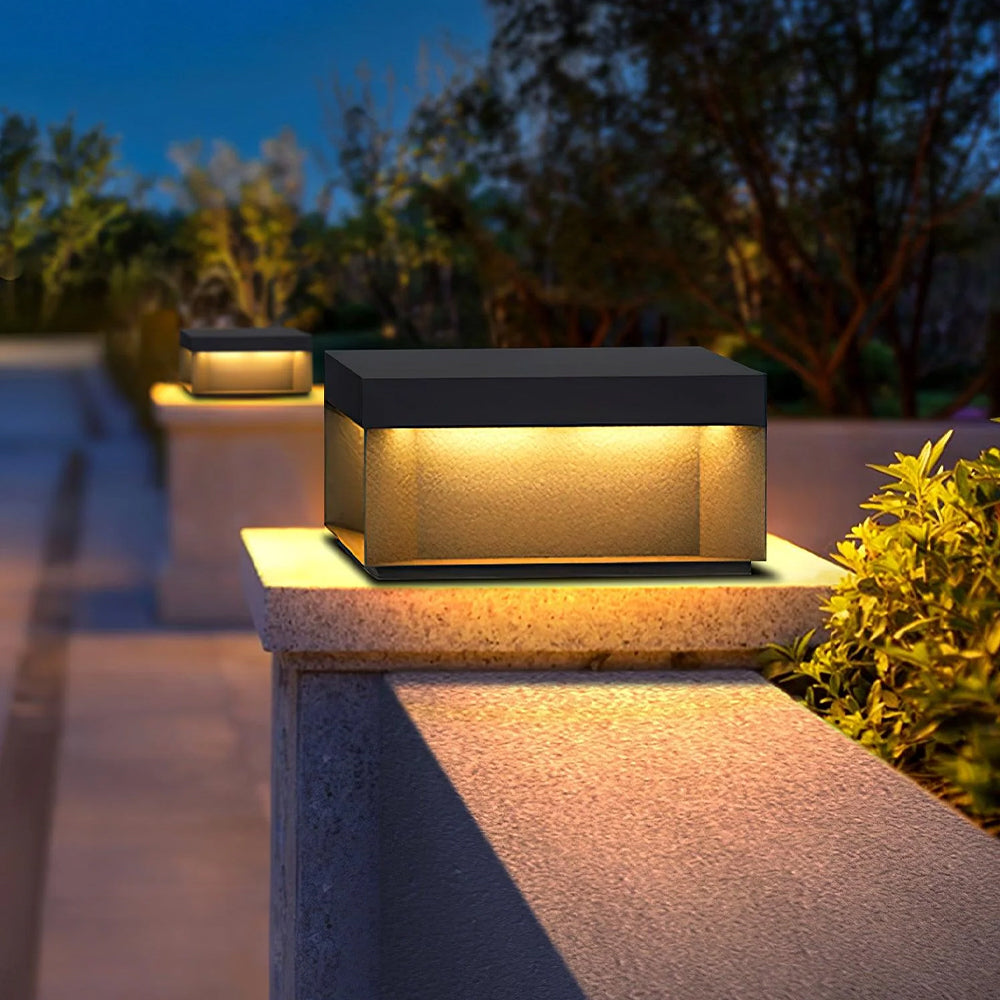 Aureon Solar Post Lights Modern Square Outdoor Patio | Lersk