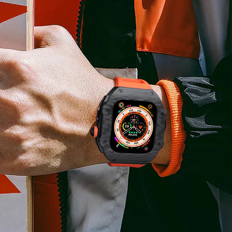 Vellaro Fluororubber Band And 316L Stainless Steel Carbon Fiber Case Retrofit Kit For Apple Watch | Lersk