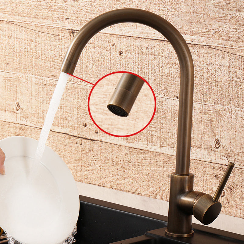 Antique Bronze Single Handle Brass Kitchen Faucet With Smooth Operation | Lersk