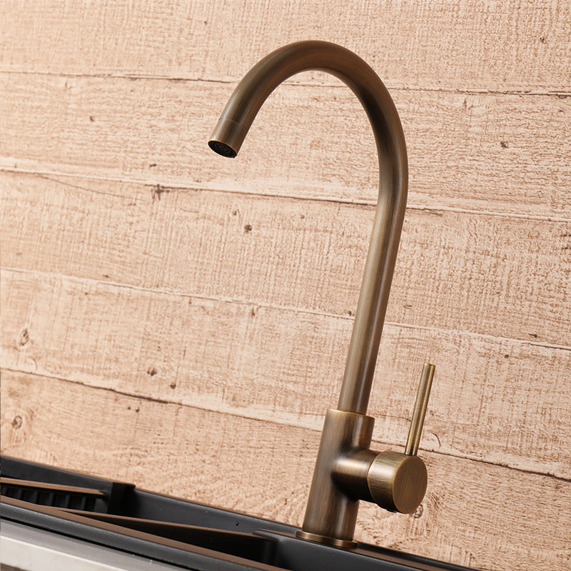 Antique Bronze Single Handle Brass Kitchen Faucet With Smooth Operation | Lersk
