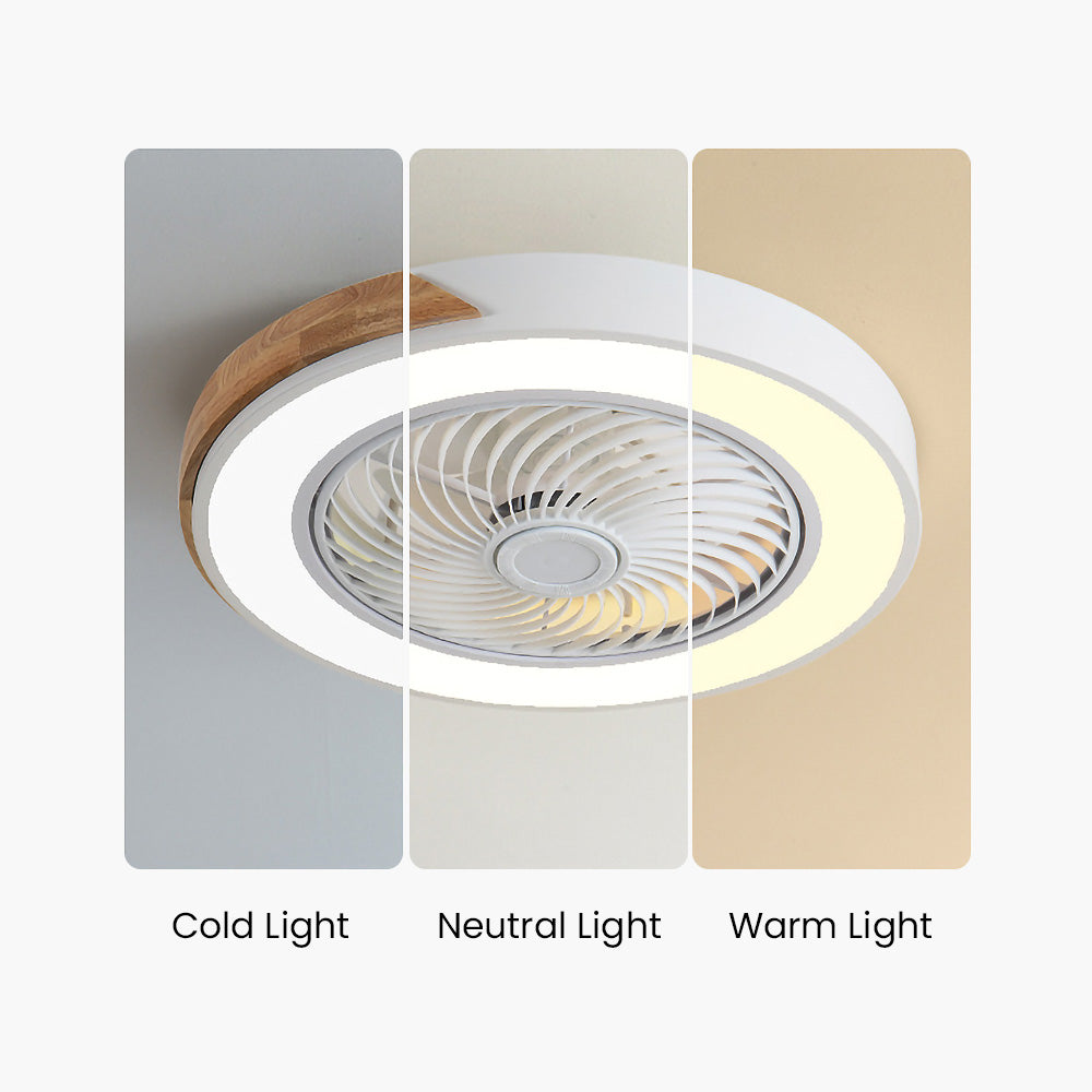 Ventilateur de plafond Boreal Timber avec lumière LED économique et pales en bois | Lersk