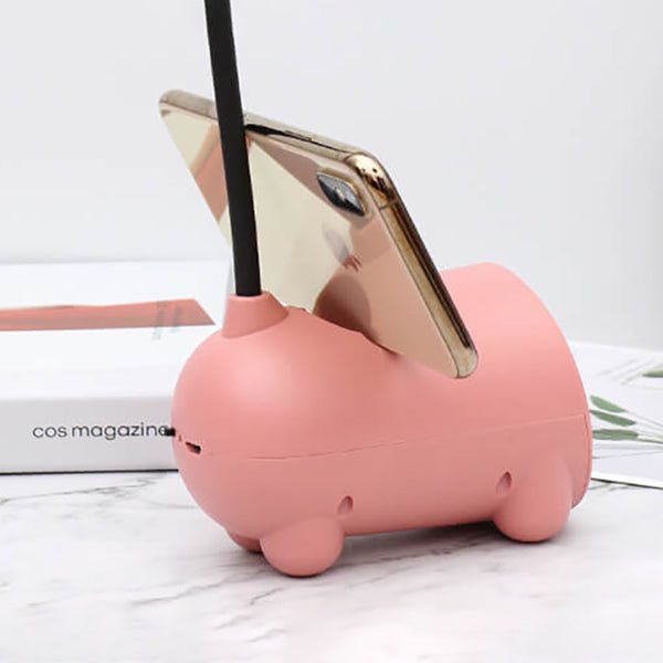 Candeeiro de Secretária LED com Suporte para Canetas USB e Toque Criativo de Coelho Cartoon para Decoração de Casa, Escritório e Quarto | Lersk