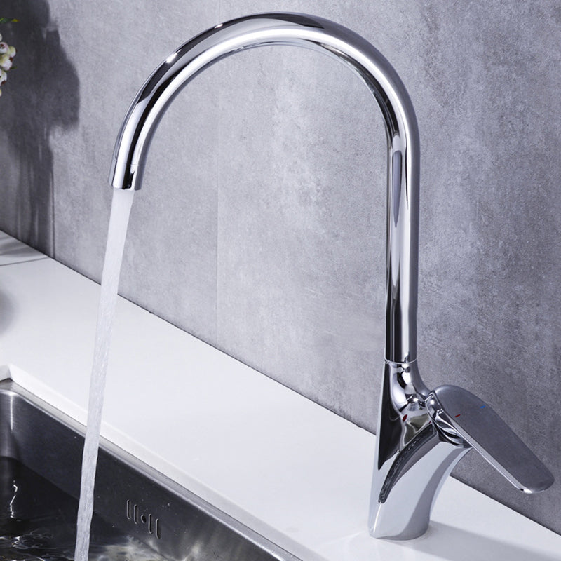 Brushed Deck-Mounted Kitchen Mixer Tap With Swivel Spout | Lersk