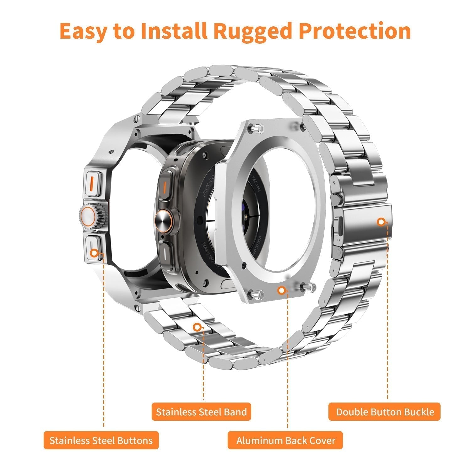 Zinklegeringskasse og metalrem kompatibel med Samsung Galaxy Watch Ultra 47mm | Lersk