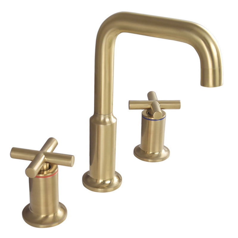 Brushed Gold Widespread Waterfall Faucet for Three-Hole Bathroom Sink | Lersk