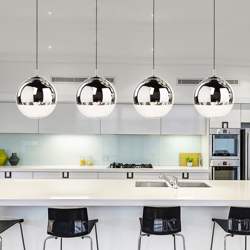 Berg Silver Half Glass Sphere Pendant Light For Modern Living | Lersk