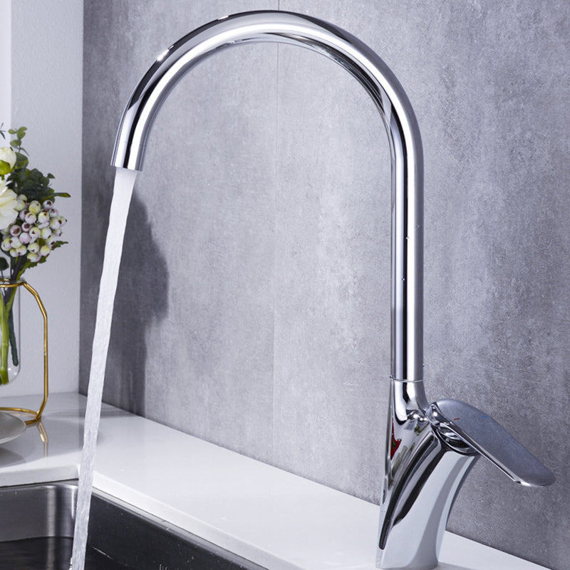 Brushed Deck-Mounted Kitchen Mixer Tap With Swivel Spout | Lersk