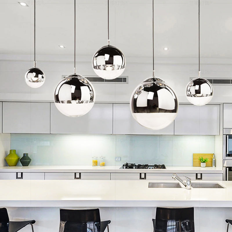 Berg Silver Half Glass Sphere Pendant Light For Modern Living | Lersk