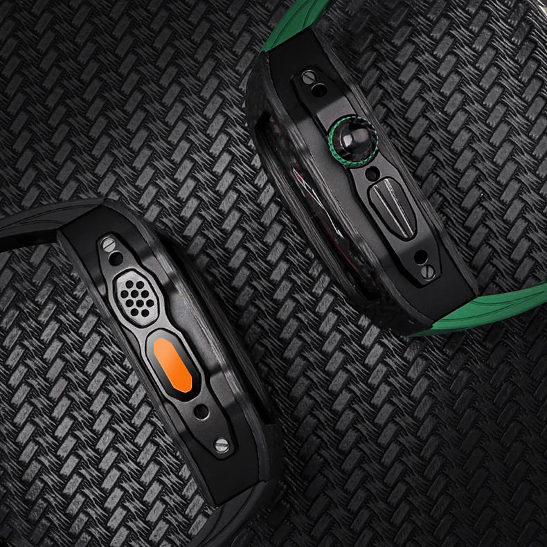 Vellaro Fluororubber Band And 316L Stainless Steel Carbon Fiber Case Retrofit Kit For Apple Watch | Lersk