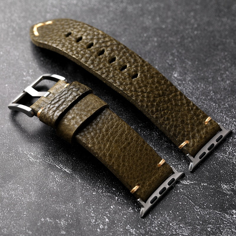 Moss Green Pebbled Leather Band for Apple Watch | Lersk