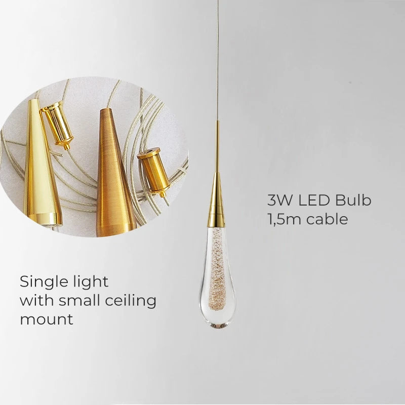 DrizzleDrop Pendant Light by Luneo with LED Drops Ambient | Lersk
