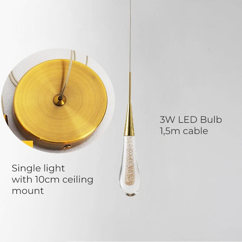 Vanndråpe Droplet Pendant Light LED Glow For Cozy Bedroom | Lersk