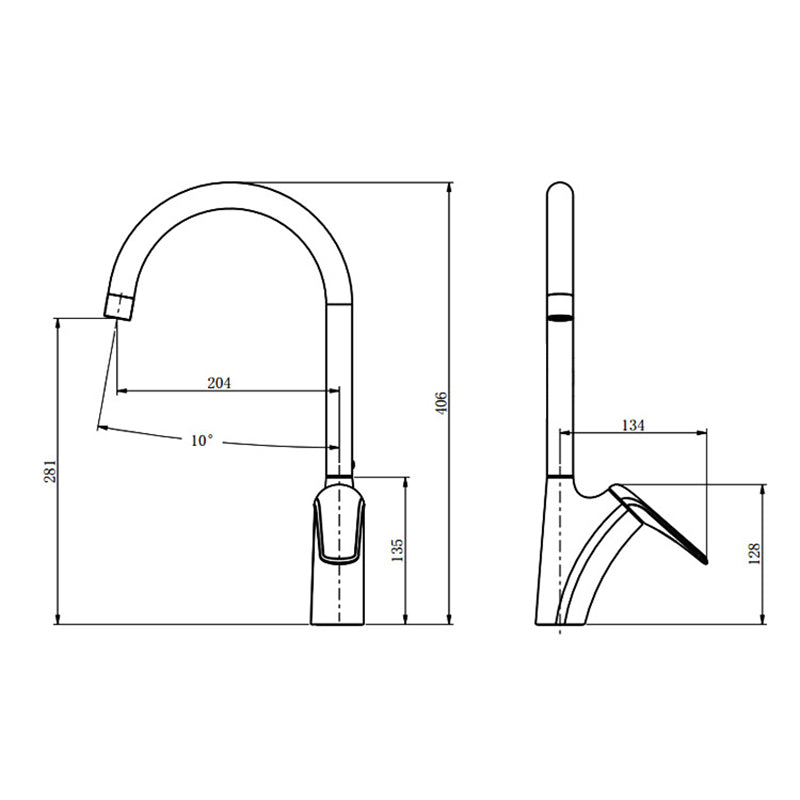 Brushed Deck-Mounted Kitchen Mixer Tap With Swivel Spout | Lersk
