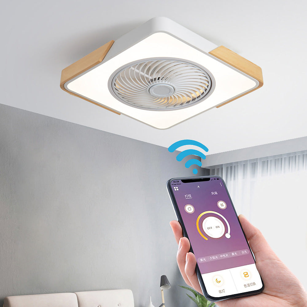 Ventilateur de plafond Boreal Timber avec lumière LED économique et pales en bois | Lersk